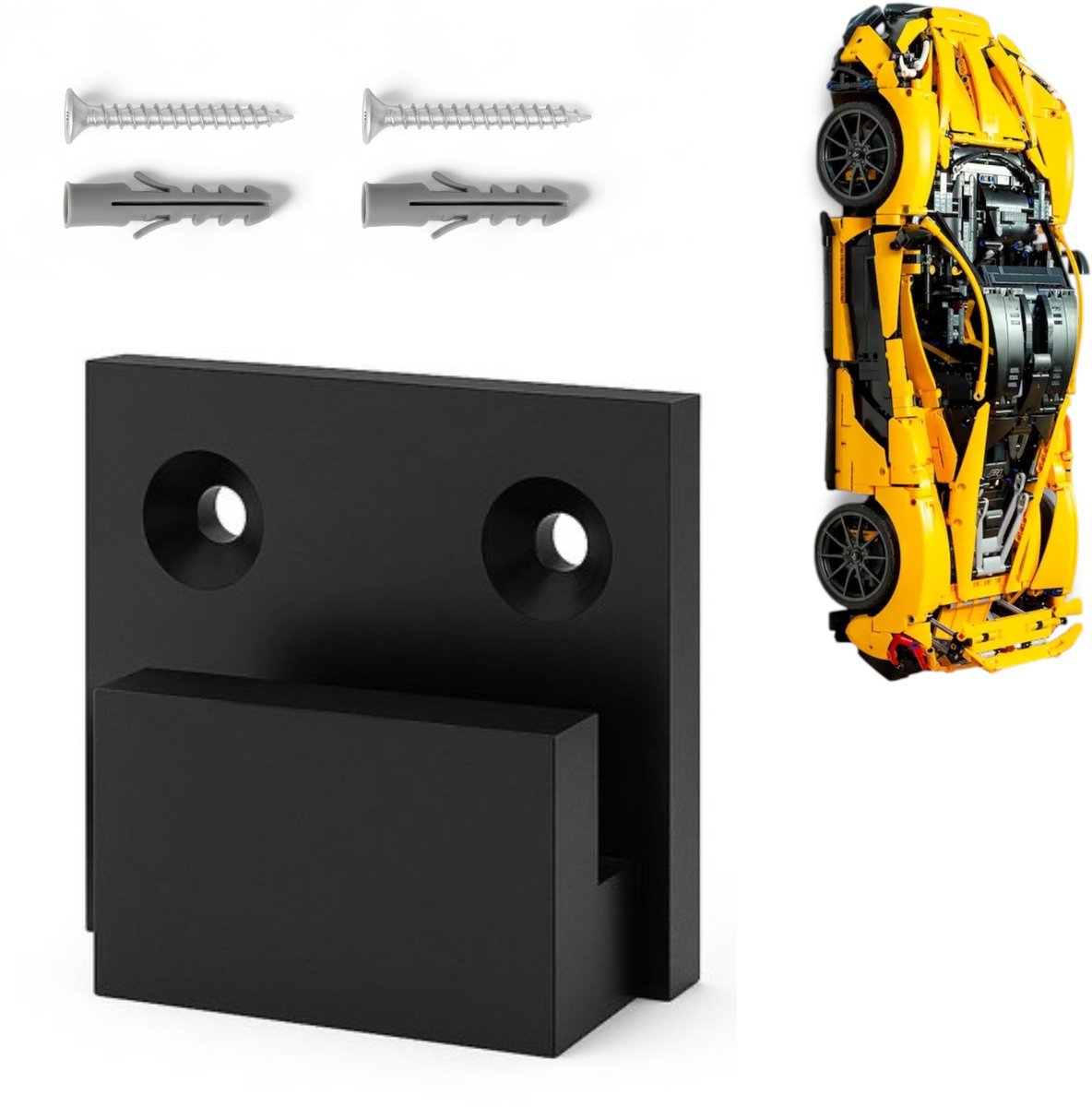 YUOM. Wandhouder geschikt voor LEGO Technic 42143 McLaren P1 Auto – Muurbeugel / Wall Mount – incl. schroeven & pluggen