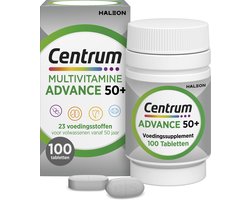 Centrum Advance 50+ - Multivitaminen - 13 Vitaminen & 10 Mineralen - Tabletten - Energie, Weerstand, Botten, Hormonale regulatie, Spieren, Geheugen - Vitamine A, B2, B6, B12, C, Zink en Ijzer - 100 - 100 stuks