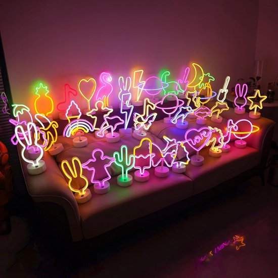 Gitaar Neon Lamp - LED Lichtbord - Decoratie Kamer - Afneembare Voet - Batterij/USB - Wit — afbeelding 2