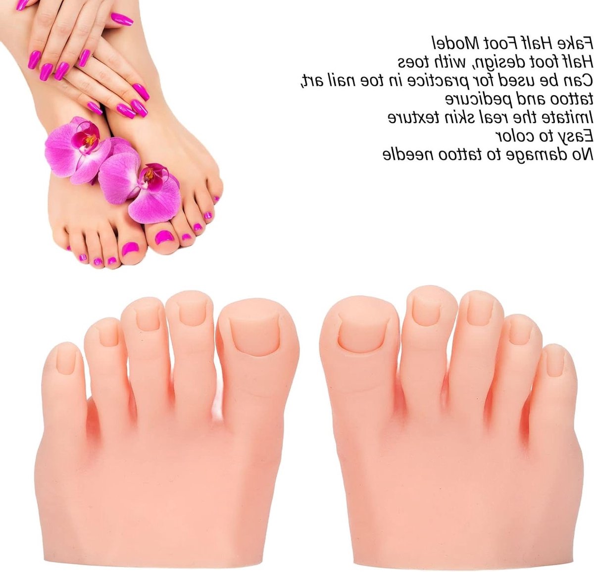 Flexibel Zacht Siliconen Half Voet Model voor Oefening en Training, Prothese Manicure Tool voor Nagelkunst en Tattoo Praktijk, Kunst Schets Display (Lichte Huid)