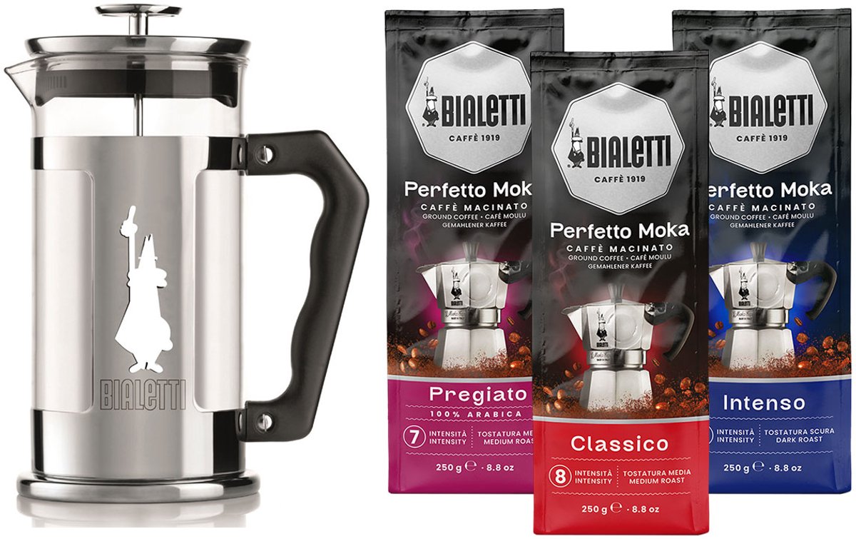 Bialetti Coffee Press Presioza 1000ml + Bialetti koffie proe