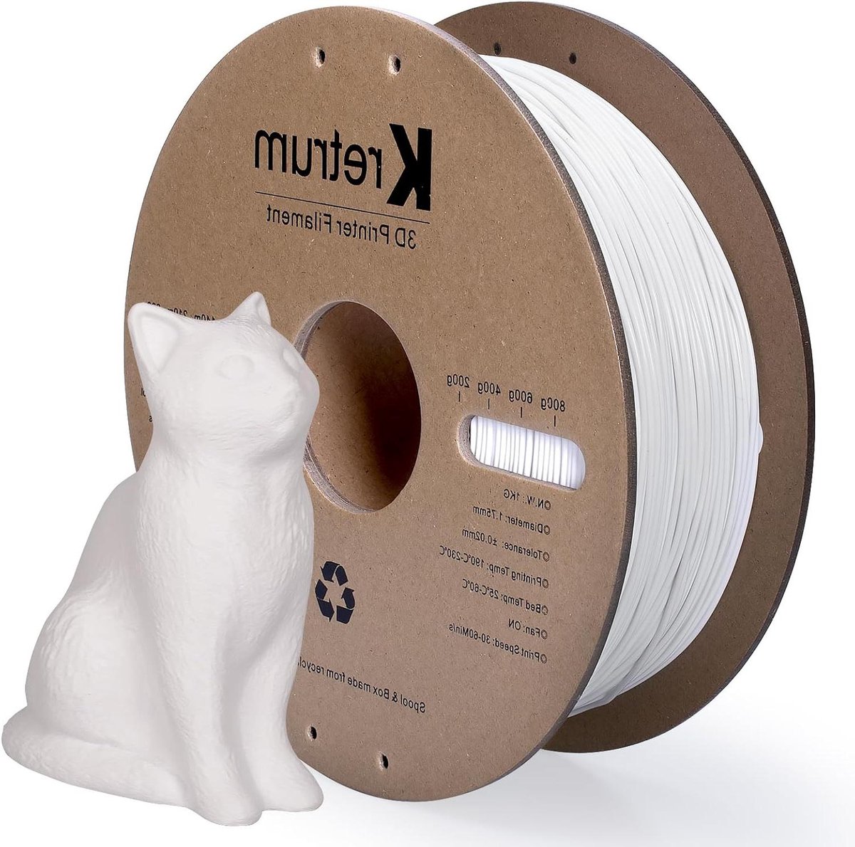 3D Printer Filament - PLA Filament - Objecten Printen - Maatnauwkeurig +/- 0.02mm - 1 kg - Wit