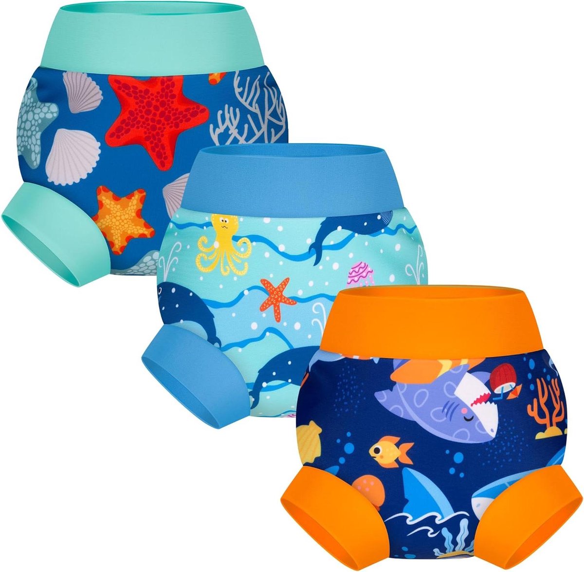 Baby Zwemluiers Set - Zwembroekjes Herbruikbaar - Veilig Zwemmen - Waterdichte Bescherming - 3 Stuks - Vrolijke Designs