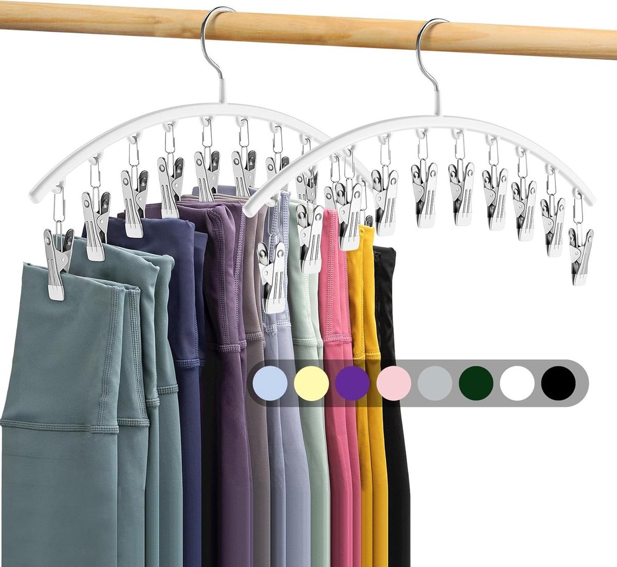 Legging Organizer - Broekhanger Kast - Kleding Opbergen - Met 20 Clips - 2 Stuks - Wit