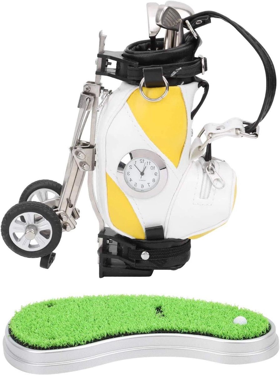 Golf Pen Set - Bureau Golf Accessoires - Desktop Decoratie - Met Elektronische Klok - 337 Grams - Zwart