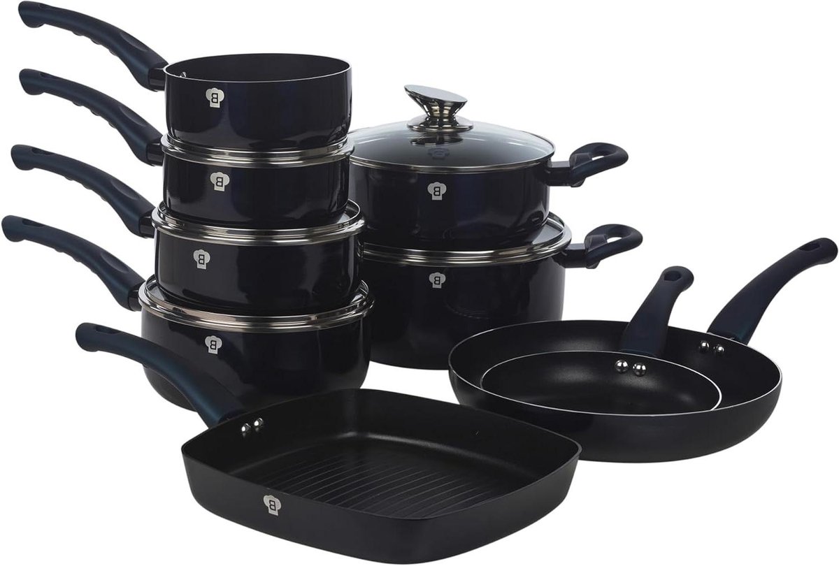 Kookgerei Set - Pannen Set - Koken en Bakken - 14 Delig - Variërend - Aquamarijn