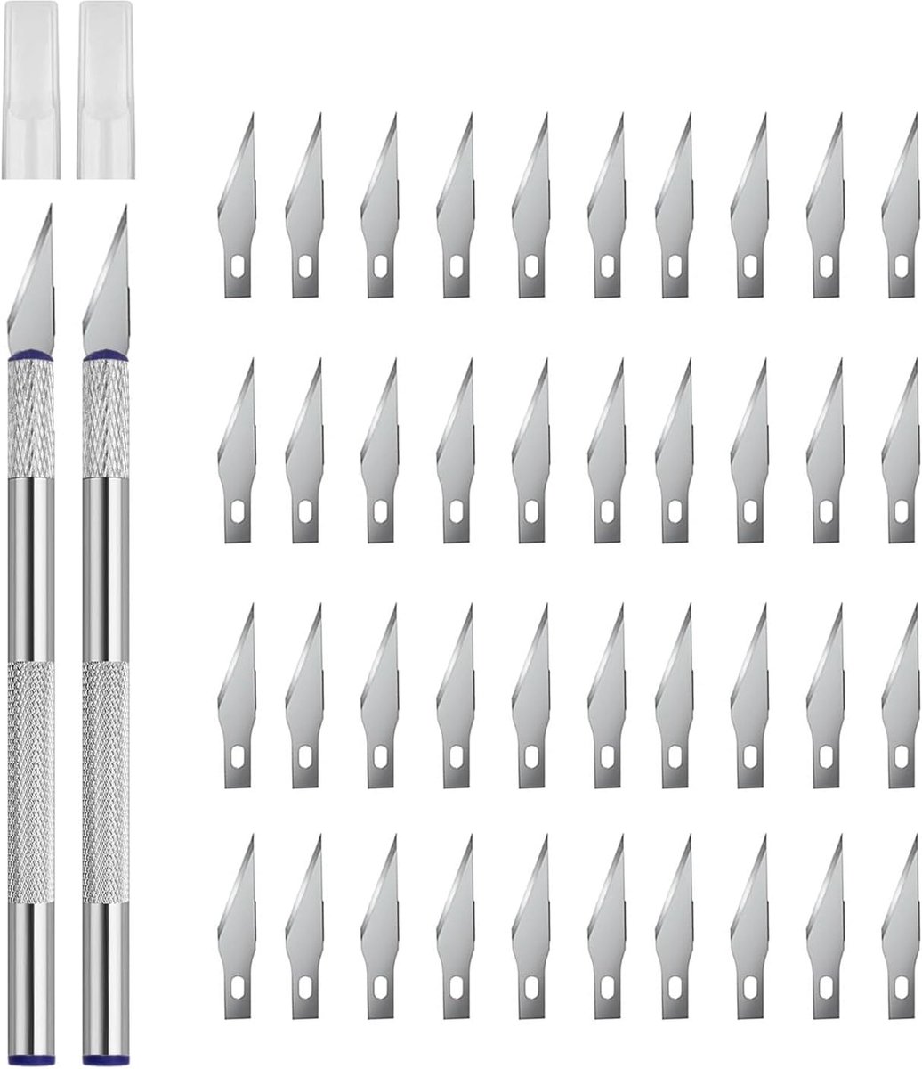 Precision Cutter Set met 40 Vervangbladen voor Hobby's - Kunst - Beeldhouwen - Silver