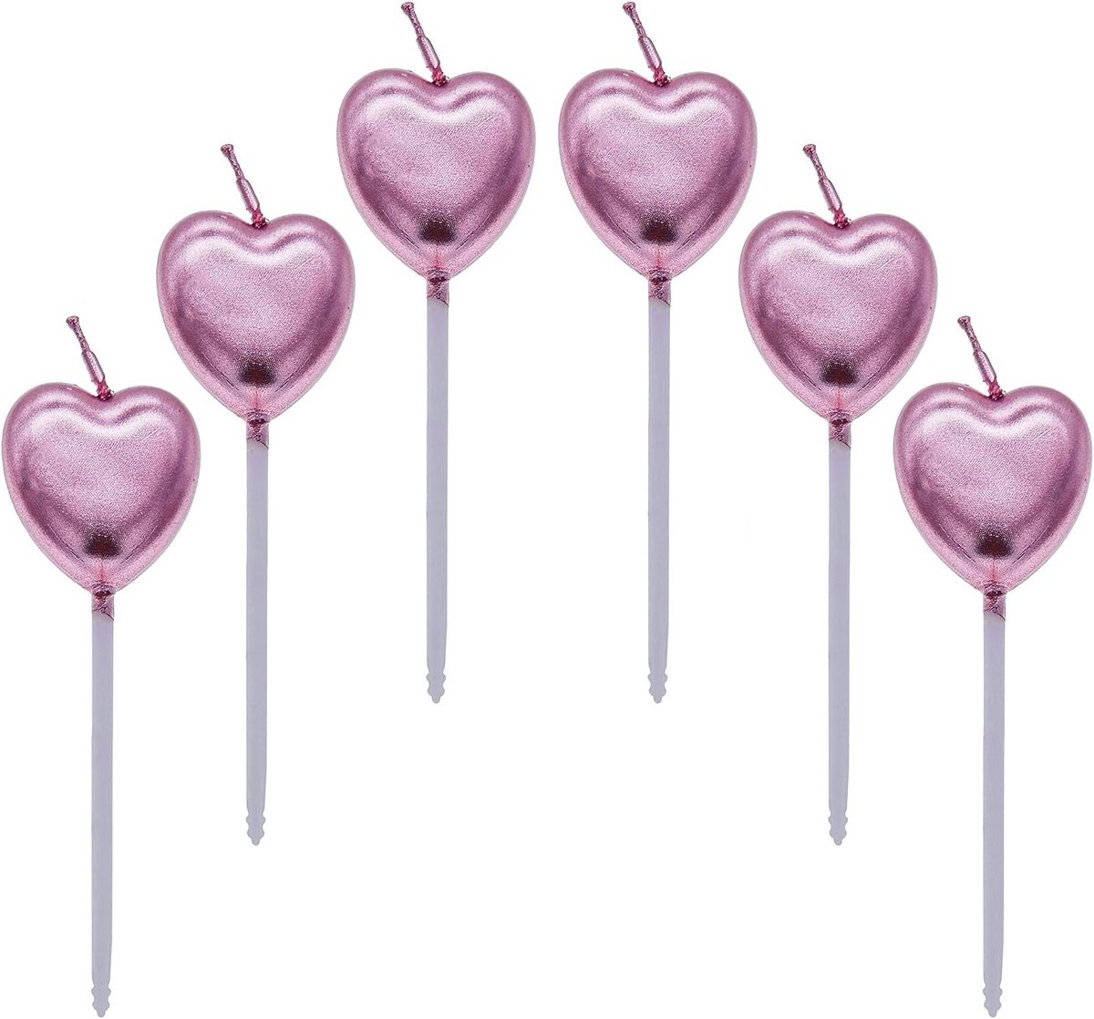 Verjaardagskaarsen Set van 6 Stuks - Metallic Taartdecoraties voor Kinderen, Bruiloften en Feestdagen - Rood en Festief