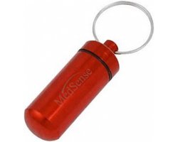 Medsense Koker/container sleutelhanger voor pillen en andere medicijnen - rood - aluminium