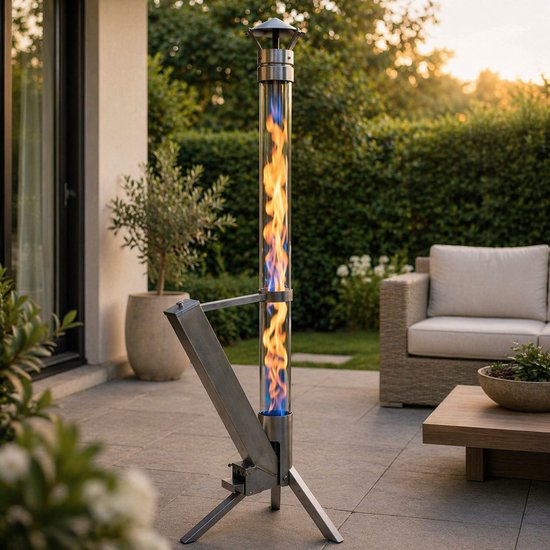 Muntel® Pellet Terras Heater - Terrasverwarmer - Outdoor - Heater - Fire Tube - Pallet - RVS - 34x 44.8x 132.2Cm