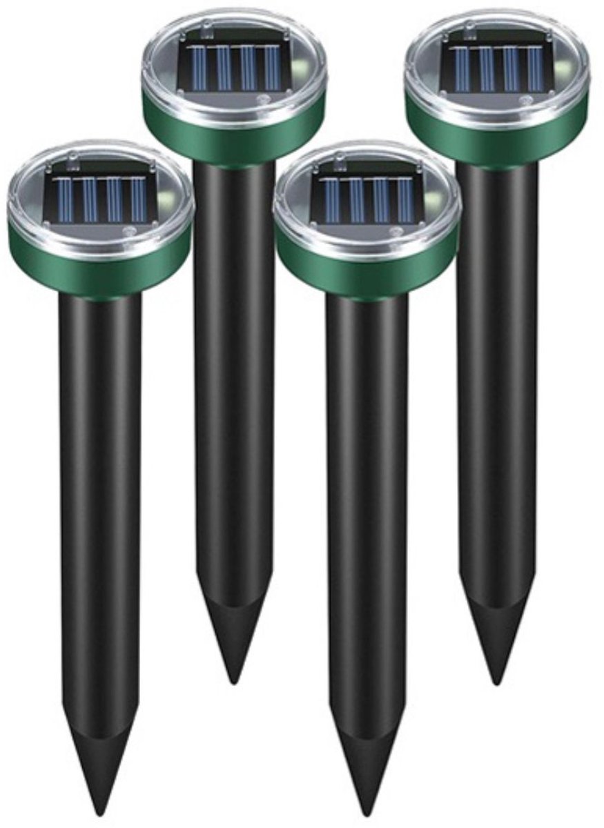 Home & Marker - 4 Stuks - Mollenverjager - Ultrasone Verjagers - Muizenverjager - Ongedierte Verjager - Mollenbestrijding - Op Zonne Energie - SOLGUARD
