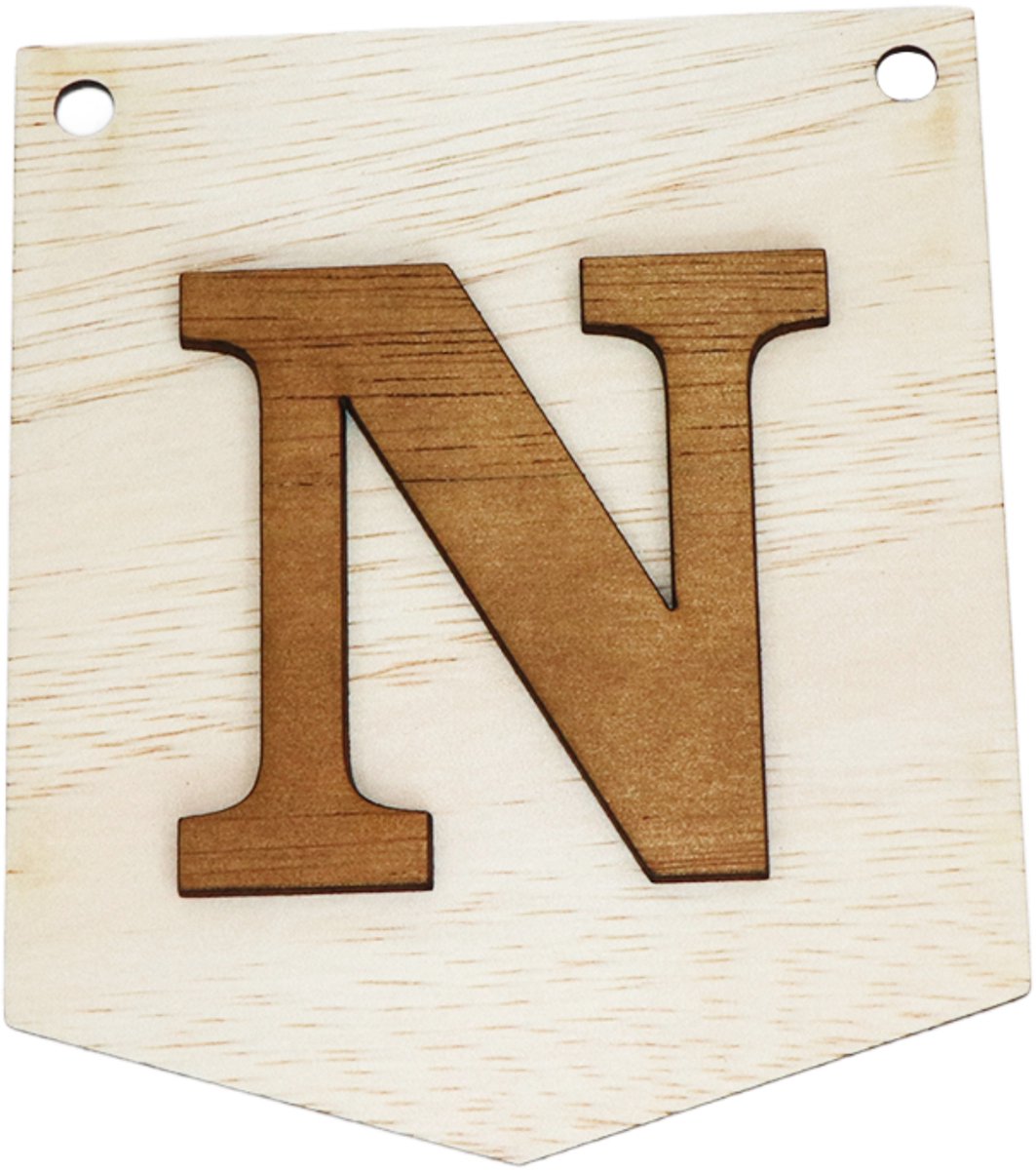 3D Houten Letter N – Gepersonaliseerde Slingers & Vlaggenlijnen Zelf Samenstellen | Duurzame Decoratie