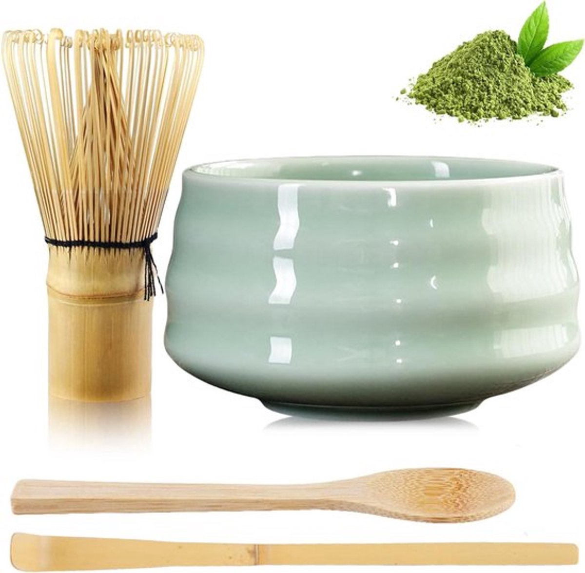Matcha cadeauset: garde, lepels, kom van keramiek - Theeceremonie accessoires
