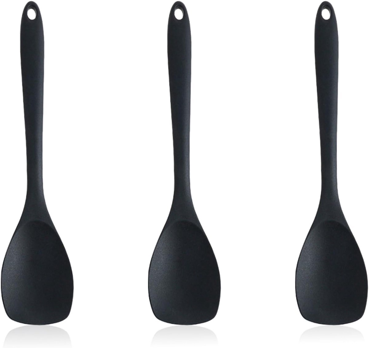 Set van 3 Siliconen Kooklepels met Antiaanbaklaag, Keuken Spatel en Deegschraper, Warmtebestendig en Vaatwasmachinebestendig voor Koken en Bakken