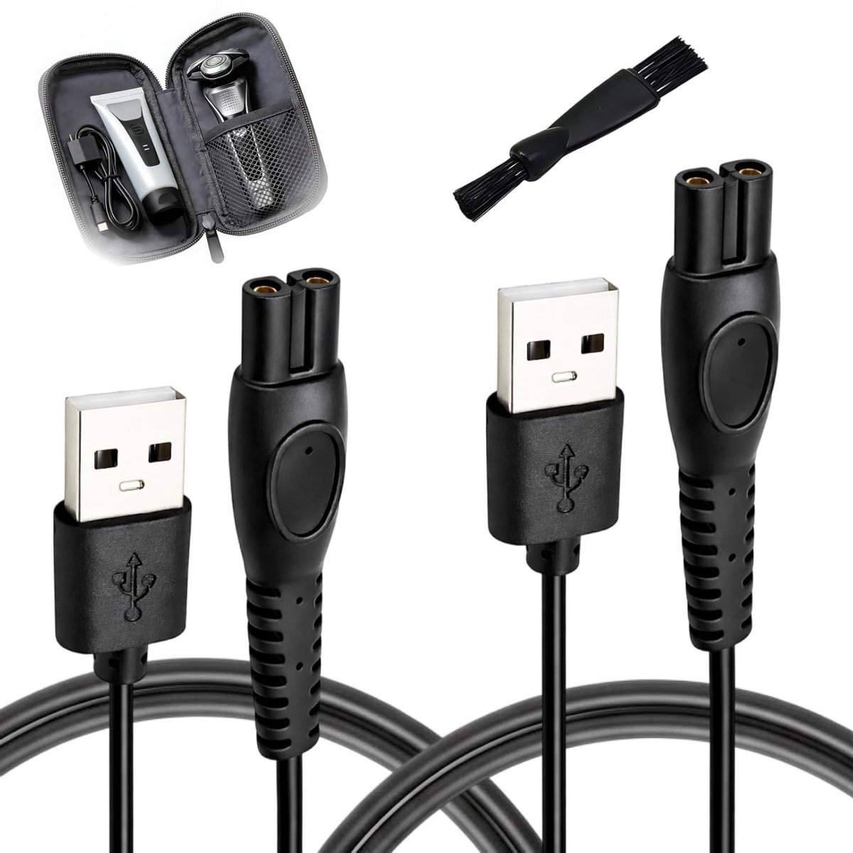 2-Pack 5V USB Oplaadkabel voor Scheerapparaten, Vervangende 1A Oplaadkabel, Duurzaam en Flexibel