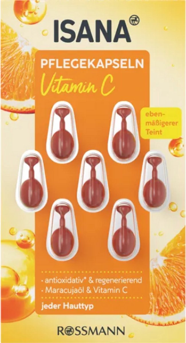 ISANA Vitamine C Concentraat Capsules – 7 Stuks – Revitaliserend & Anti-Aging – Voor Elk Huidtype – Microplasticvrij