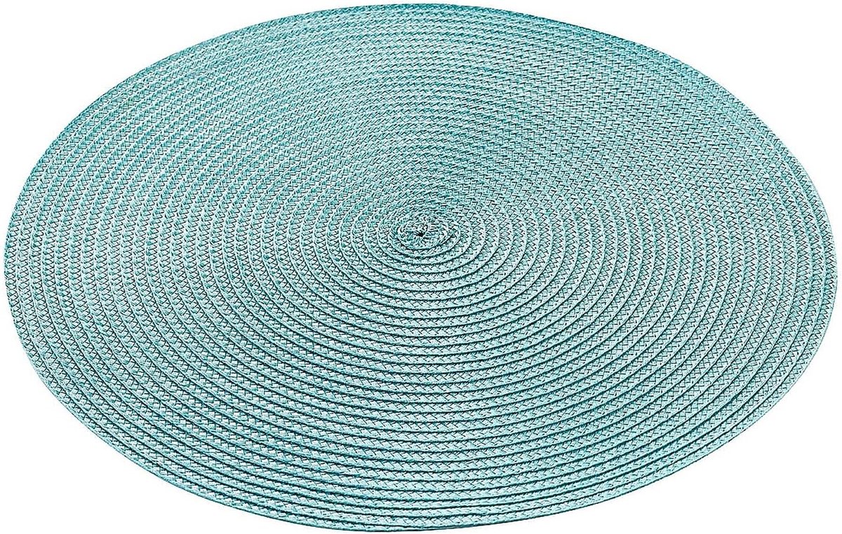 Ronde Marokkaanse placemats set van 4, diameter 35 cm, wasbaar en turquoise kleur