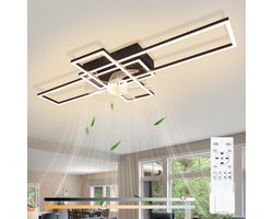 Glitzerlife - Plafond ventilator met verlichting - Dimbaar Led Licht - 6 Snelheden - Omkeerbare Zomer En Winterstand - Stille plafondventilator - Afstandsbediening Timer - Ø94 Cm - Zwart