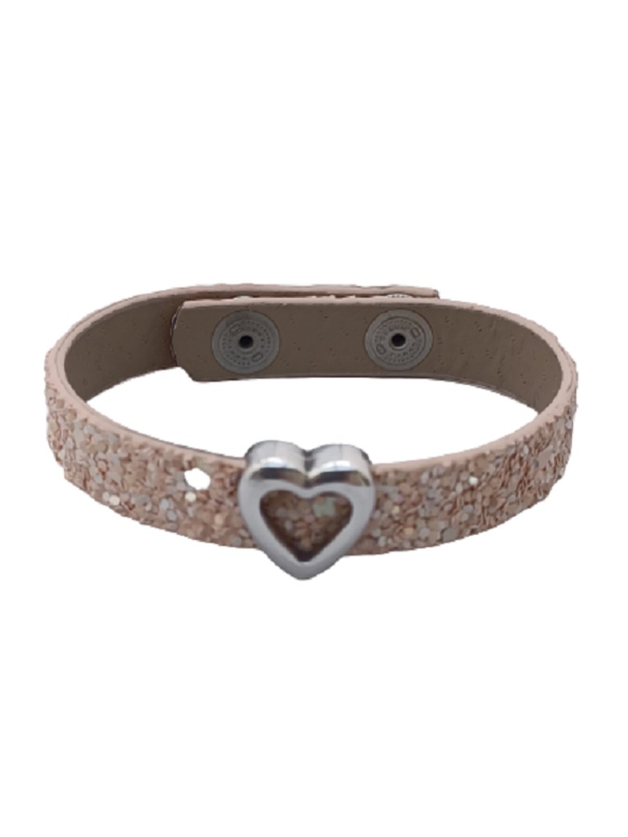 Aanpasbare armband-pink glitter heart