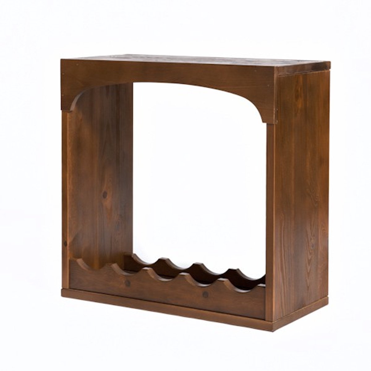 Wijnrek Kabinett 13 gebeitst grenen hout 9 flessen + plateau glas