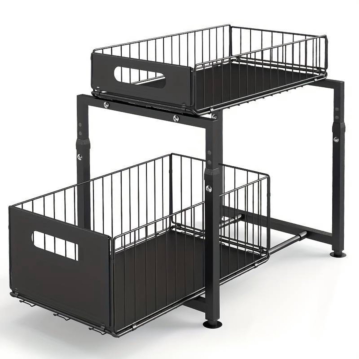 Gootsteenkast Organizer – Keukenkast Organizer - Aanrecht Organizer - Dubbellaags Opbergrek – Schuiflades - Kast Organizer - Keuken organizer – Metaal – Antislip - Zwart