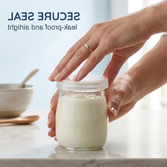 Set van 12 herbruikbare deksels voor yoghurtpotten van 75 mm, transparant en ideaal voor het bewaren van verse yoghurt en andere zuivelproducten — afbeelding 3