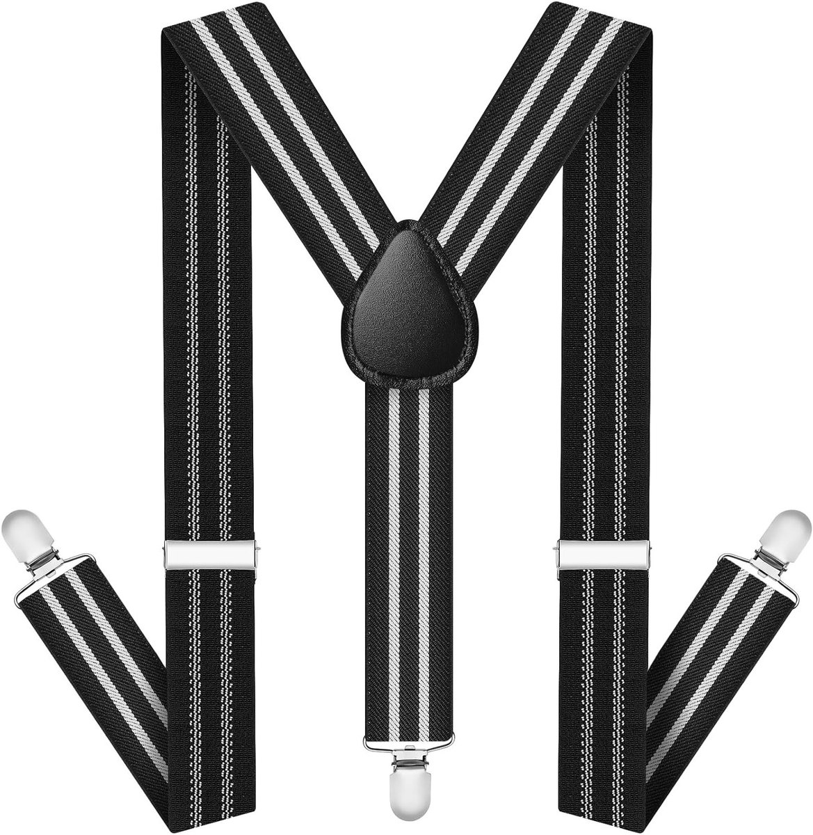 Gestreepte Heren en Jongens Banden met 3 Sterke Metalen Clips, 2.5 cm Brede Verstelbare Y-Vormige Elastische Steunen voor Comfort en Duurzaamheid