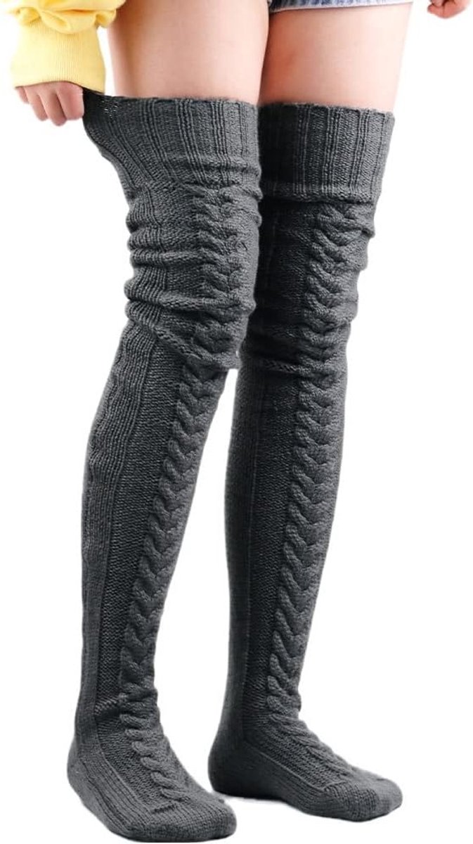 Overknee Kousen voor Dames, Lange Kniekousen, Retro Gebreide Winterkousen, Perfect voor Mode en Comfort