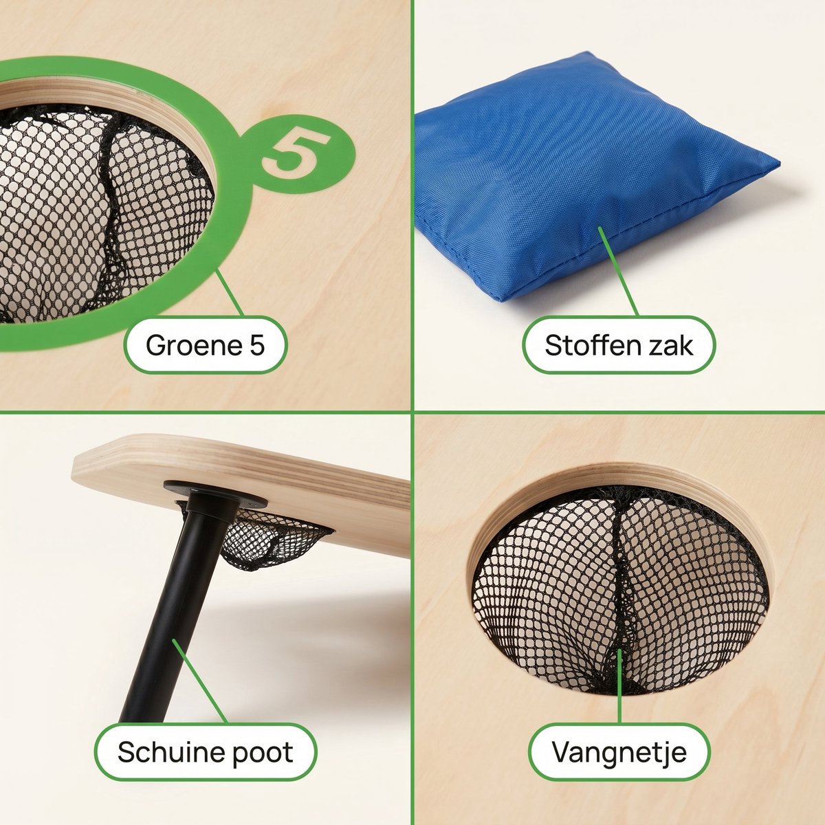 Cheqo® Pittenzak Werpen - Werpspel voor Kinderen - Gooispel - Buitenspel - Cornhole - Bean Bag Toss - Houten Bord - Tuinspel - Buitenspeelgoed - Pittenzakjes - Zakjes Gooien - Gezinsspel - Speelgoed Kinderen - Tuin Spelen - Puntenspel — afbeelding 6