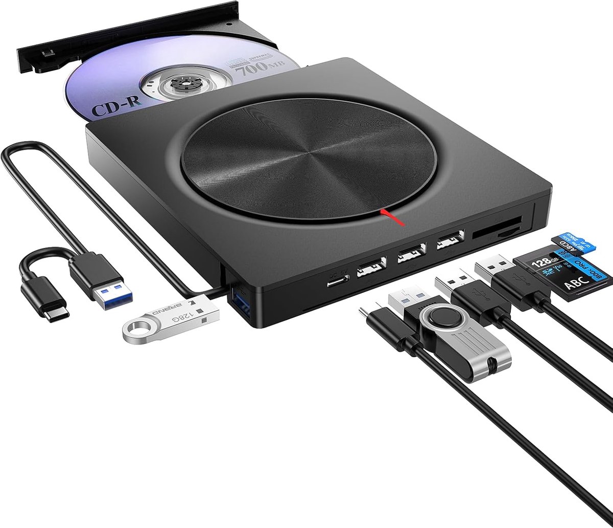 carmdering - Extern CD DVD Speler - Externe DVD Drive - USB 3.0 Type-C Hub - Plug And Play Installatie - Hoge Snelheid Data Overdracht - Duurzaam ABS Plastic - Compact En Draagbaar Ontwerp - Universele Compatibiliteit Voor Laptop - 1 Stuks