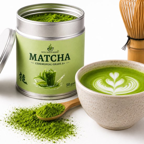 Mito Ceremoniële Matcha thee - Ceremonial Grade A+ - Rijk aan Antioxidanten - Matcha Poeder - Matcha thee - Matcha Latte - 50 gram