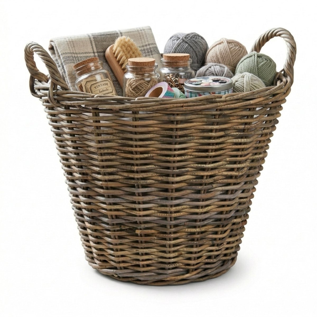 Mega Collections Opbergmand - D35 x H25 cm - rotan gevlochten - rieten aardappelmand