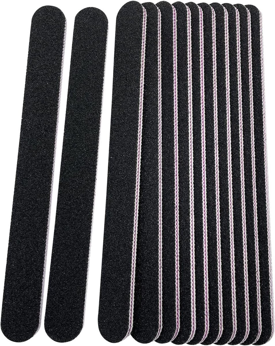Dubbelzijdige nagelvijlen 100/180 korrel - Set van 12 nagelbuffers voor professioneel en thuisgebruik