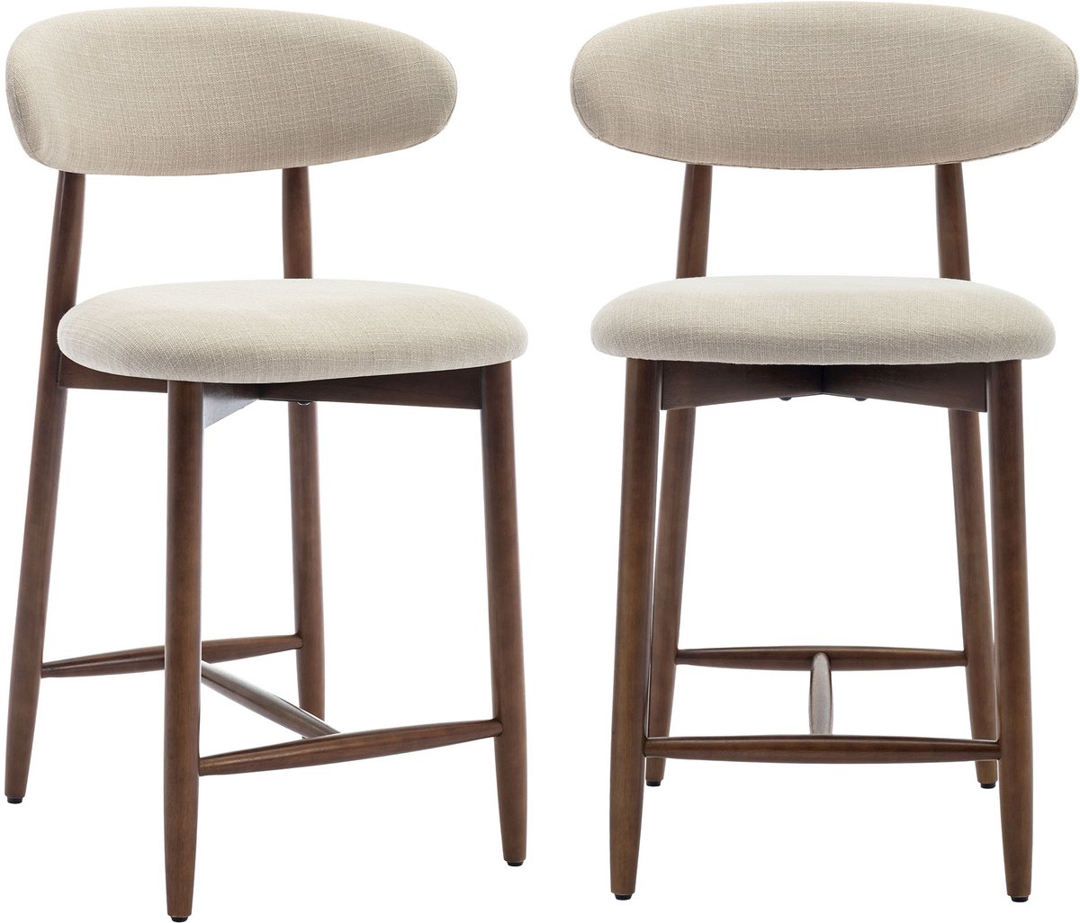 COLAMY Barkrukken set van 2 - keukenbarstoelen met rugleuning - Barstoel houten poten - beige