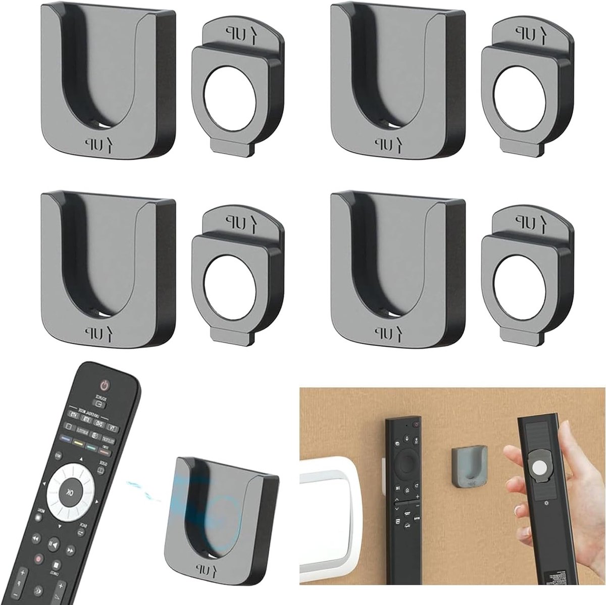 Muurbeugel voor afstandsbediening met sterke magnetische grip, eenvoudig te bevestigen zonder boren, ideaal voor thuis, op kantoor en op school