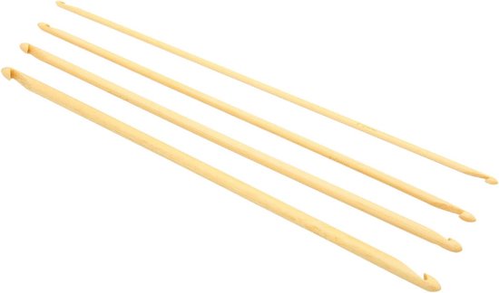 Tunisian Haaknaalden Set van 4 Stuks - 9.4 Inch Lange Antislip Bamboe Dubbelzijdige Haaknaalden voor Beginners en Gevorderden, Ideaal voor Breien en Haken — afbeelding 4