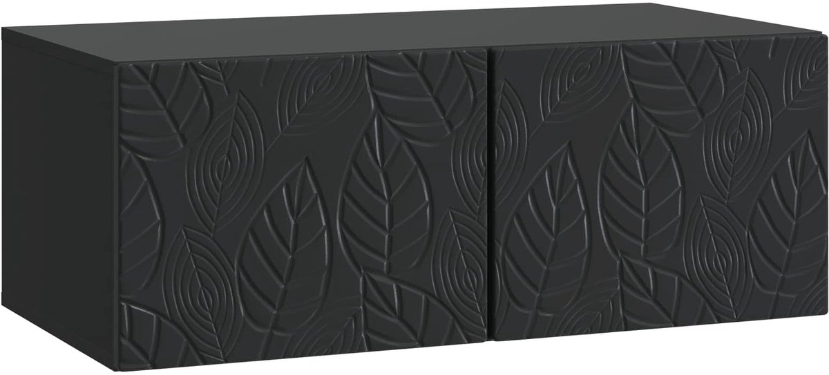 vidaXL - Wandmontage - TV-kast - 59,5 - x - 41 - x - 30 - cm - Zwart - Bewerkt - hout
