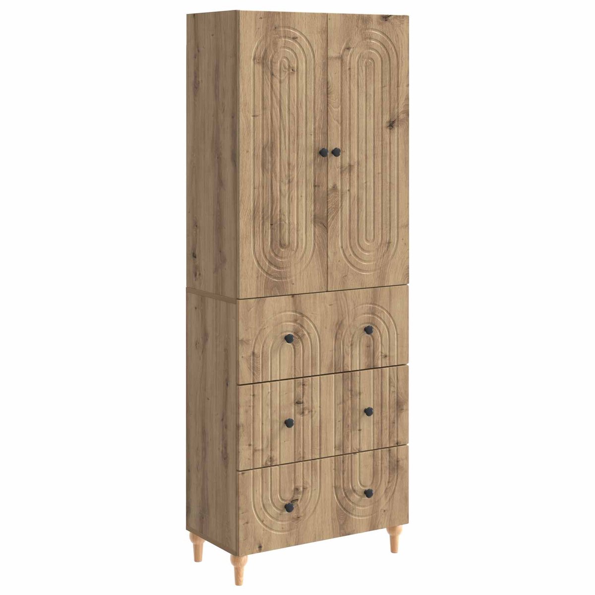 vidaXL Kast - Set - 2 - st - Bewerkt - hout artisanaal eikenkleurig