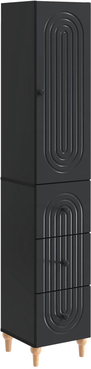 vidaXL Kast - Set - 2 - st - Bewerkt - hout Zwart