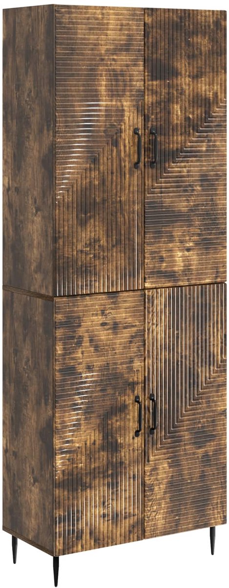 vidaXL Kast - Set - 2 - st - Gerookt - eiken - Bewerkt - hout Gerookt eiken