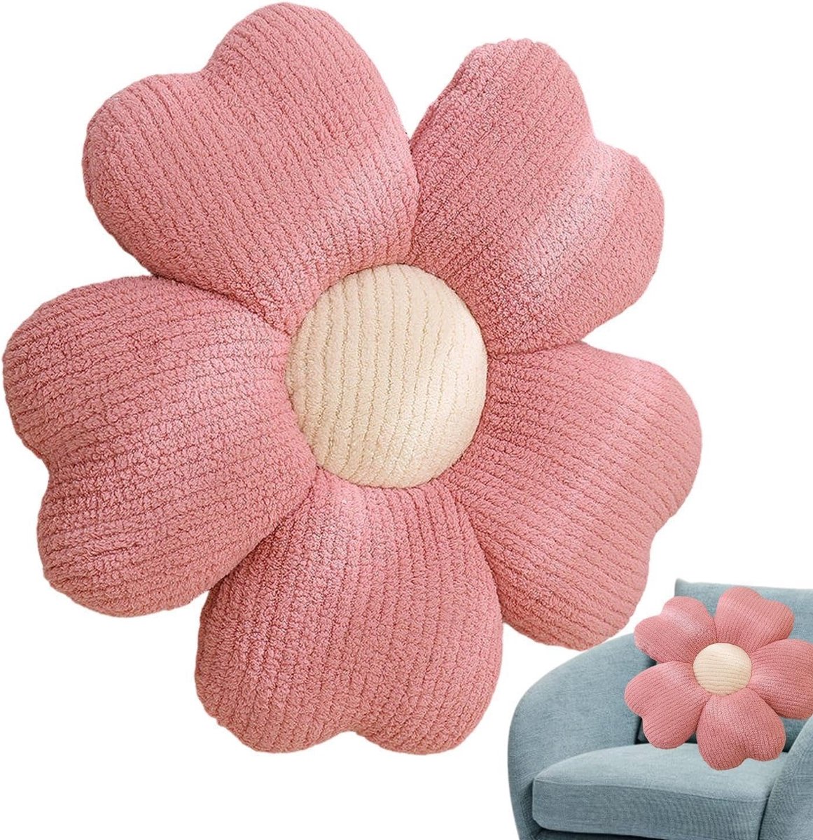 Bloemblaadjes Sierkussen - Pluche Kussen - Decoratieve Steun - Uniek Bloemvormig - 41 x 41 cm - Roze