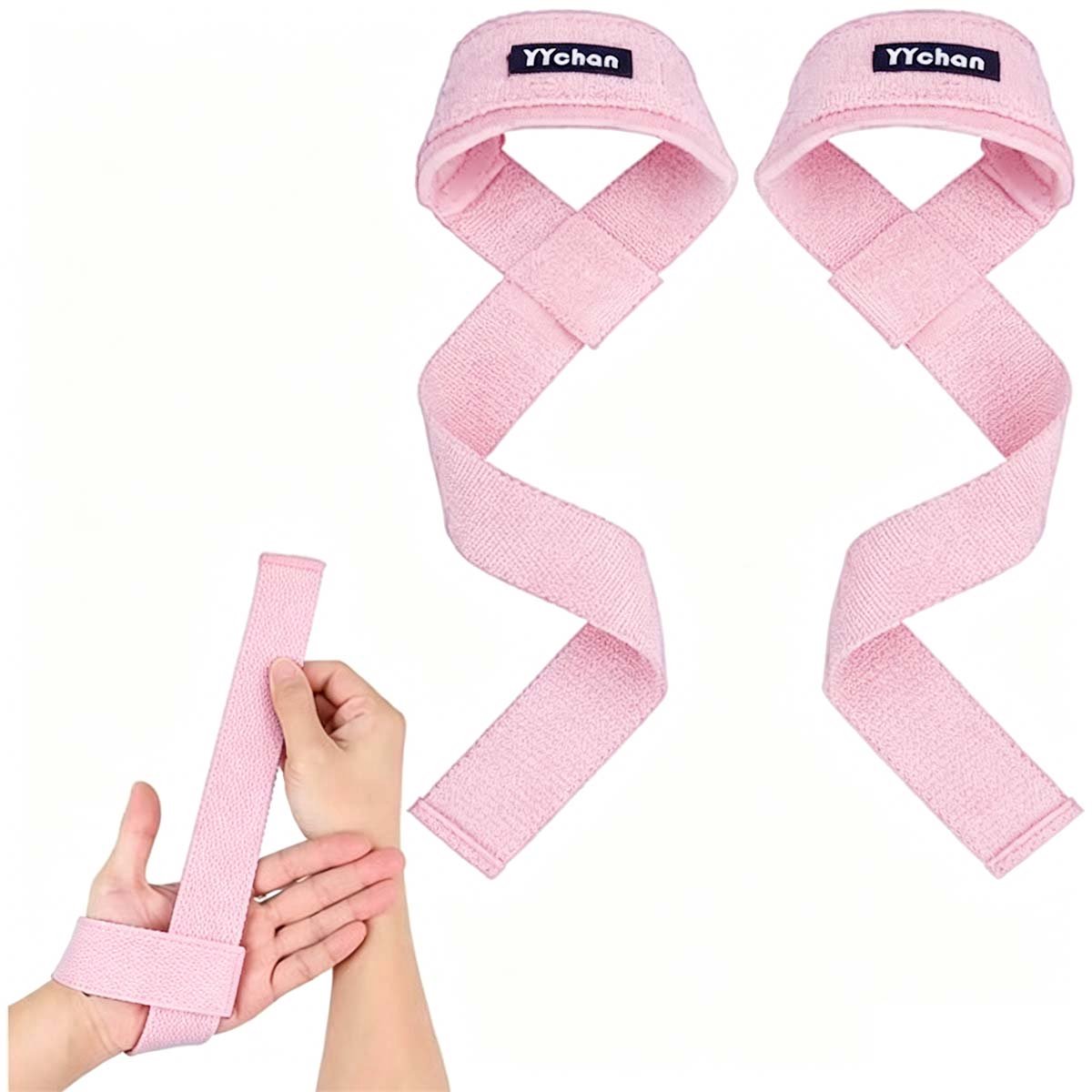 YYchan Lifting Straps - Krachttraining - Polsbanden - Deadlift - Anti-slip - Gripversterker - Roze