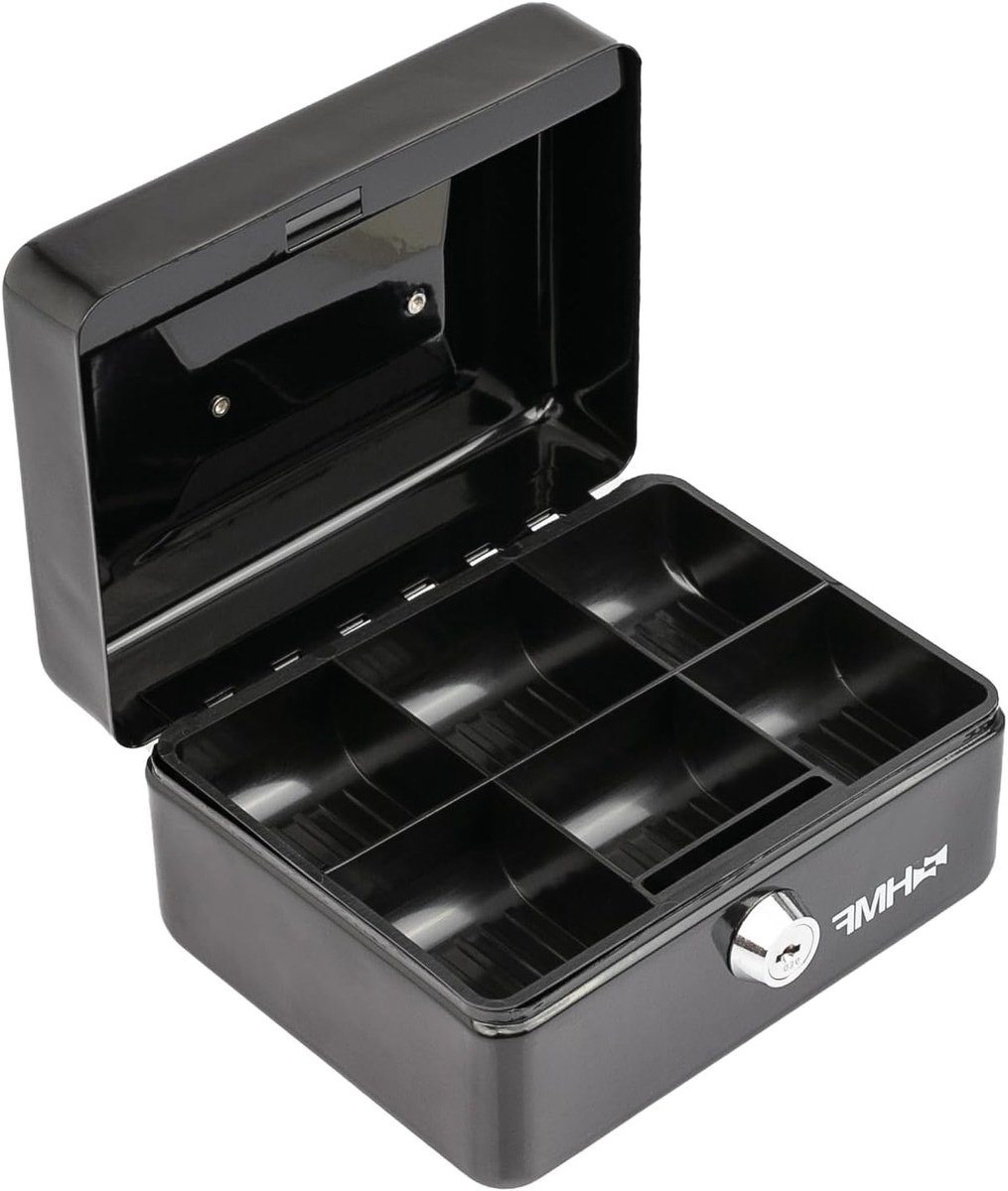 Compacte Geldcassette 150 x 110 x 75 mm, Zwart - Veilig Geld Bewaren, Ideaal voor Thuis en Kantoor