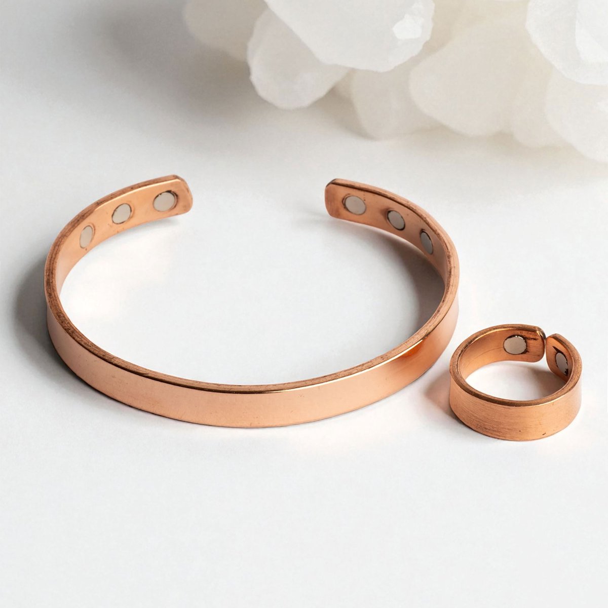 Koperen Magneet Armband en Ring - Set - Unisex - maat M | Deva Loves