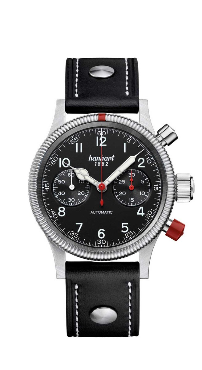 Hanhart Pioneer Mk II Horloge Zwart, zwarte band