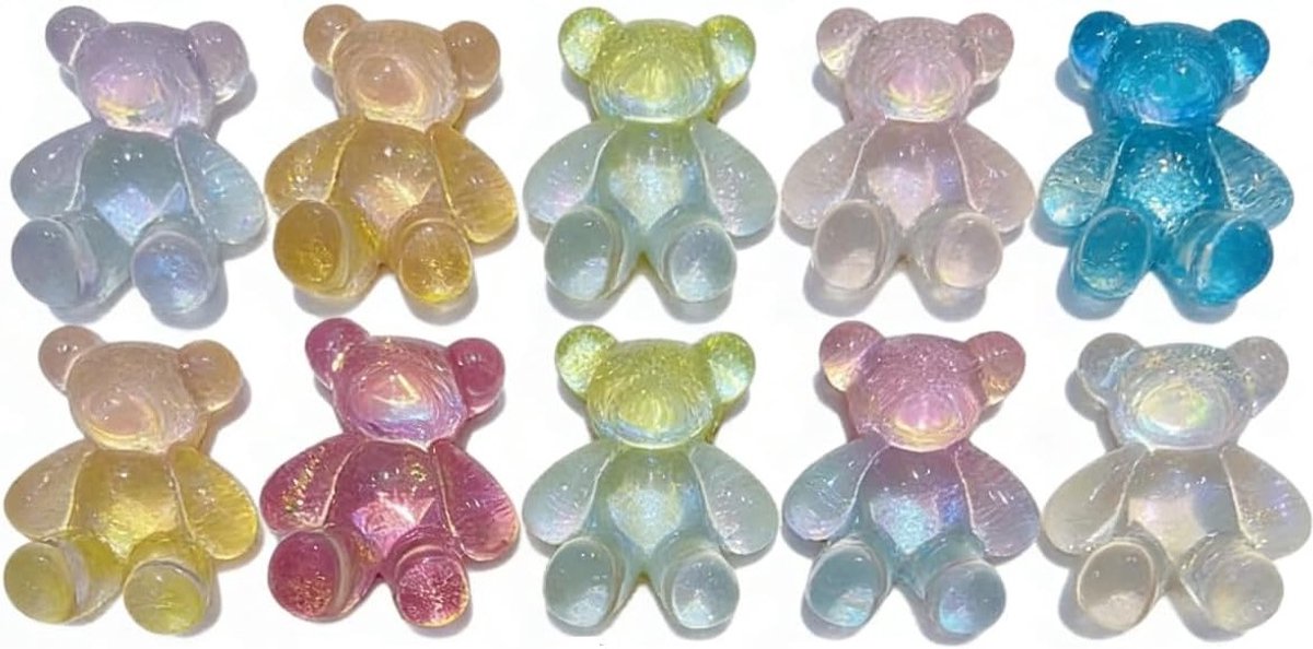 10 stuks grote beerfiguren voor knutselen, decoratie en sieradenaccessoires met kleurverloop