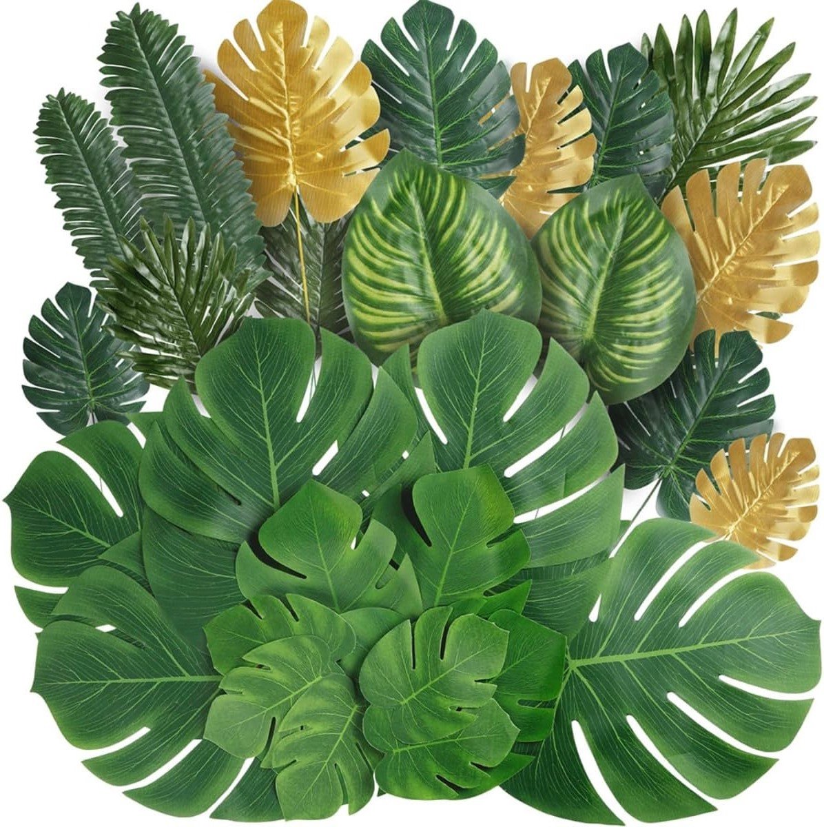 30 Stuks Kunstmatige Monstera Bladeren en Tropische Palm Bladeren voor Decoratie en Feestjes