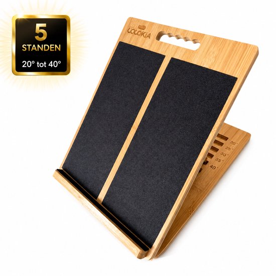 Cocokia Balance Board - Slant Board - Stretch Board Verstelbaar - Squat Wedge - Antislip - 5 Standen - Bamboe - Voetensteun Bureau