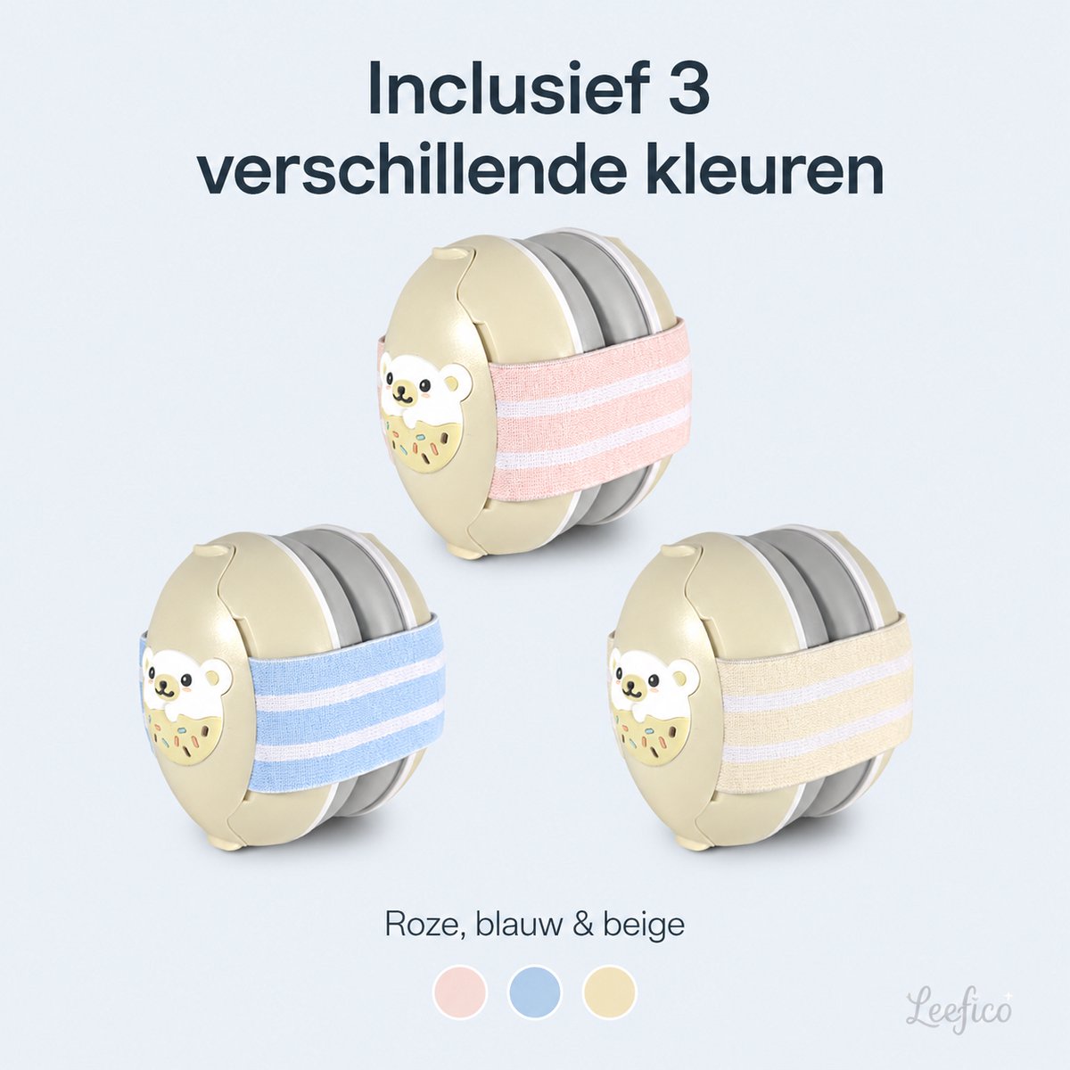 Leefico Baby Koptelefoon Gehoorbescherming – 4-in-1 Set met 3 Verwisselbare Hoofdbanden – Oorbeschermers Kind – Tot 25 dB – Voor Baby, Peuter & Kinderen – foto 3