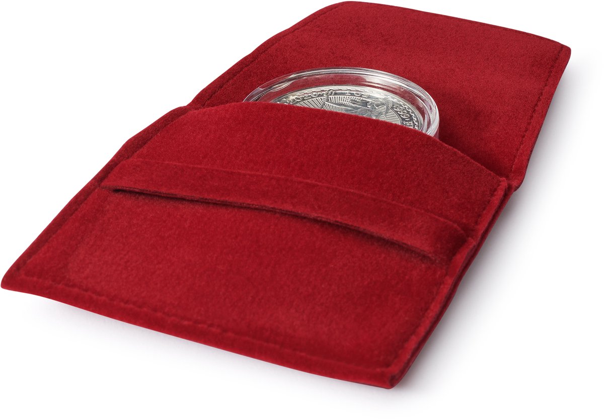 PREMIUM - Muntcapsule - Muntvakje voor één munt met of zonder capsule tot 50 mm, rood